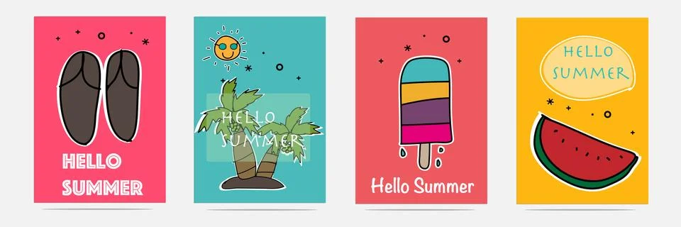 Hand Drawn Summer Set. Stock Illustration