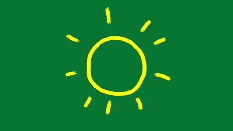 Hand-Drawn Sun 2D Animation Green Screen Asset | Bright Hand-Drawn Sun Motion  Stock Footage 327294364
