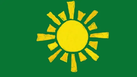 Hand-Drawn Sun 2D Animation Green Screen Asset | Bright Hand-Drawn Sun Motion  Stock-Footage 327294383