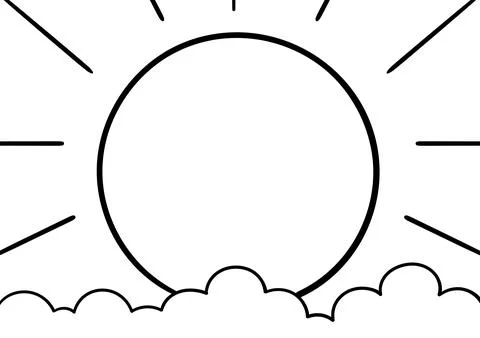 Hand drawn sun and cloud background Stock Illustration