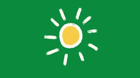 Hand Drawn Sun Animation Green Screen Yellow Sunny Day Doodle Motion Graphic Stockbeeldmateriaal 334579418