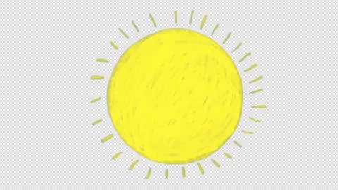 Hand Drawn Sun Animation with Transparent Background. Sketchy animated sun  Stock Footage 325746523