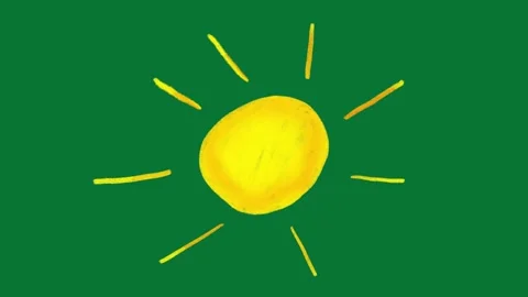 Hand Drawn Sun Doodle Animation | Green Screen | Cartoon Sun Motion Graphics Stock Footage 323468119