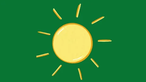 Hand Drawn Sun Doodle Animation | Green Screen | Cartoon Sun Motion Graphics Stock-Footage 323469307