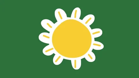 Hand Drawn Sun Icon Animation on Green Screen | 2D Hand Drawn Cute Sunshine Video stock 328989428
