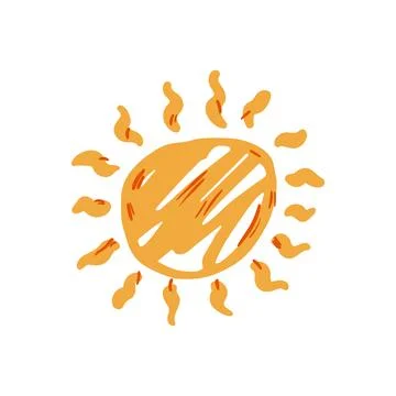 Hand drawn sun icon for bright cheerful concepts Stock Illustration