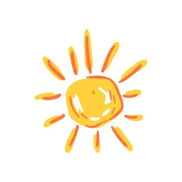 Hand drawn sun icon creating warm weather symbol Stock Illustration