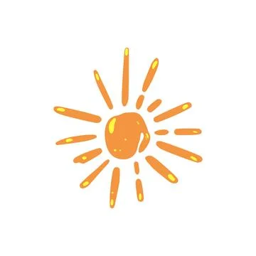 Hand drawn sun icon creating bright warmth Stock Illustration