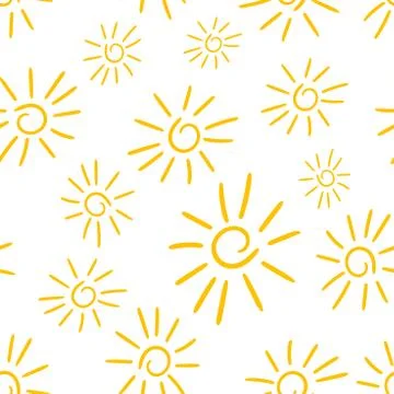 Hand drawn sun icon seamless pattern background. Business flat vector illustr Stock Illustration
