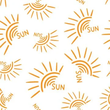 Hand drawn sun icon seamless pattern background. Business flat vector illustr Illustrazione stock