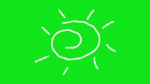 Hand drawn sun looping animation on green background Stock Footage 340084353