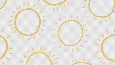 Hand Drawn Sun Pattern Animation Transparent Cute Summer Doodle Stock Footage 325736960