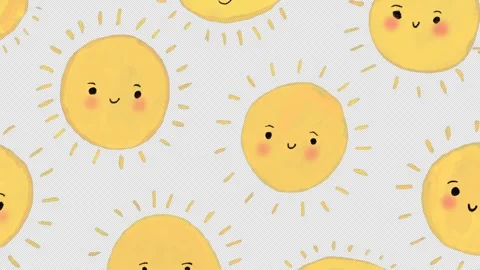 Hand Drawn Sun Pattern Animation Transparent Cute Summer Doodle Stock Footage 325739135