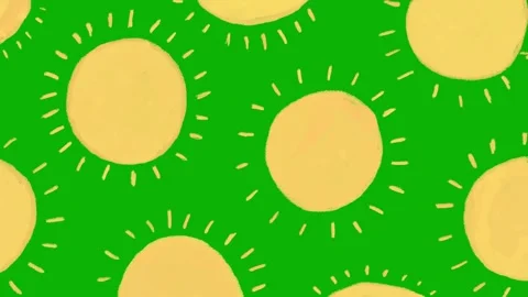 Hand Drawn Sun Pattern Green Screen Animation. Cute Summer Doodle Sunshine  Stock Footage 325800023