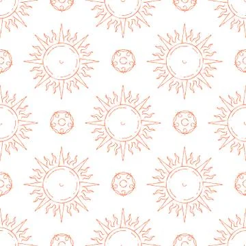 Hand drawn sun seamless pattern イラスト素材