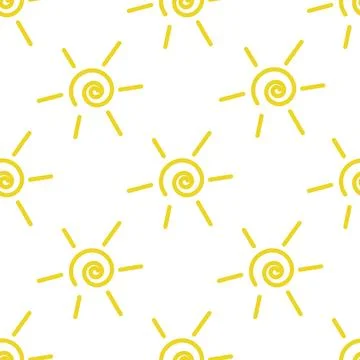 Hand drawn sun seamless pattern Stock Illustration
