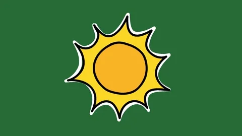 Hand-Drawn Sun Shine Animation | Yellow Summer Sun 2D Animation | Playful Stock Footage 332127398