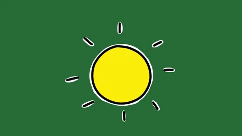 Hand-Drawn Sun Shine Animation | Yellow Summer Sun 2D Animation | Sun Видео 332127409