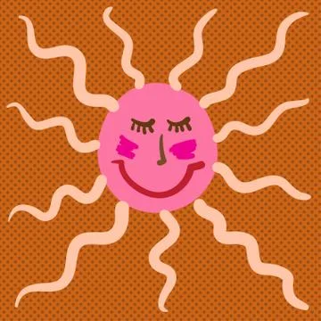 Hand drawn sun sleeping vector illustration. Stock Illustration