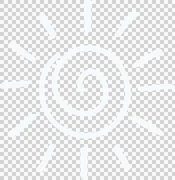 Hand-drawn sun symbol is radiating uneven rays from spiral core on transparent Stock Illustration