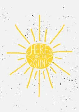 Hand Drawn Sun Typographic Design Stock Illustration