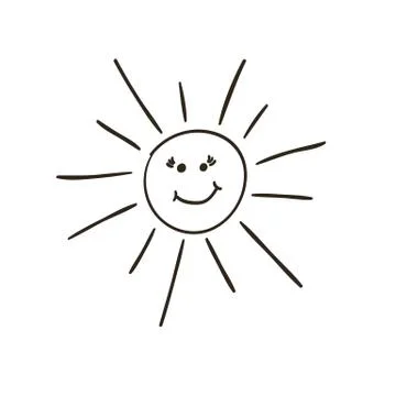 Hand-drawn sun. Vector Stock Illustration