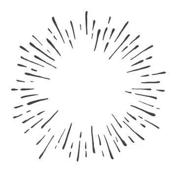 Hand drawn sunburst explosion vector illustration isolated on white background. Stock Illustration