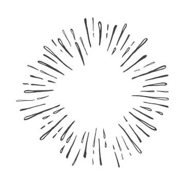 Hand drawn sunburst explosion vector illustration isolated on white background. 스톡 일러스트