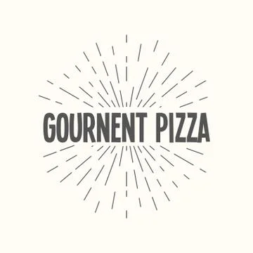Hand drawn sunburst vector - gournent pizza. Stock Illustration