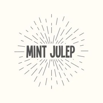 Hand drawn sunburst vector - mint julep. 스톡 일러스트