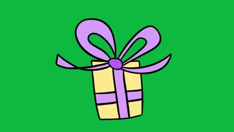 Hand Drawn Surprise Gift Box 2D Green Screen Animated Birthday Overlay Stock Footage 342398632