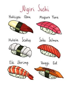 Hand drawn sushi Stock Illustration