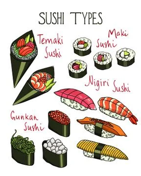 Hand drawn sushi Stock Illustration
