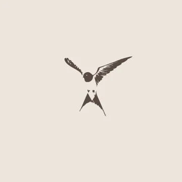Hand drawn swallow vector illustration Stock Illustration
