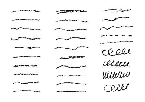 Hand drawn swift crossed and wavy Underlines set for notebook. Lines scribb.. Stock Illustration