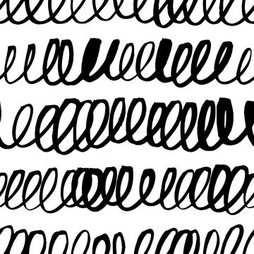 Hand drawn swirled doodle lines seamless pattern Stock Illustration