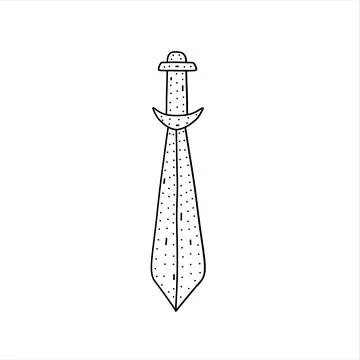 Hand drawn sword icon in doodle style. Cartoon sword vector icon for web desi Stock Illustration