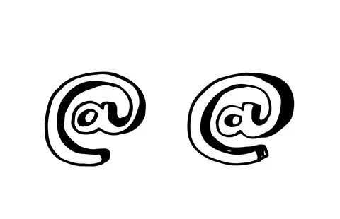 Hand drawn @ at symbol Stock Illustration