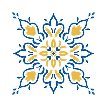 Hand drawn symmetrical pattern for tile design Stock Illustration