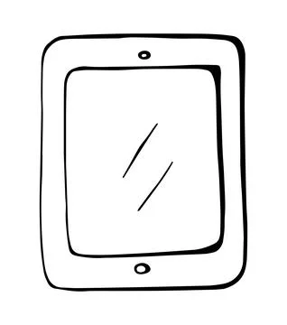 Hand Drawn Tablet Device Doodle Icon Digital Technology Screen Gadget Illus.. Stockillustratie