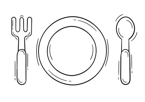Hand drawn tableware illustration Stock Illustration