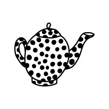 Hand drawn tableware or kitchenware. Vector teapot Stock Illustration