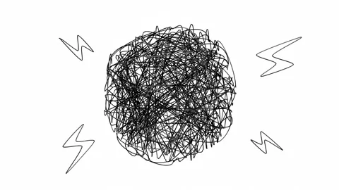 Hand drawn tangle scrawl sketch or black line spherical abstract scribble shape. Video stock 299730139