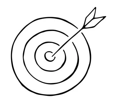 Hand Drawn Target with Arrow Goal Achievement Minimal Line Art Illustration Stock Illustration