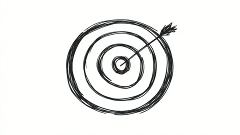 Hand drawn target with arrow icon animation on white background, abstract s.. Stock Footage 342046586
