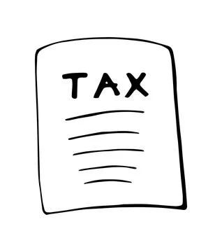 .Hand Drawn Tax Document Minimal Line Art Business Finance Illustration Iso.. Illustrazione stock