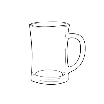 Hand-drawn tea glass. Kitchen utensil, isolated on white background. kitche.. Stock Illustration
