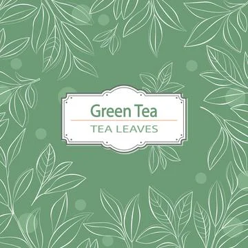 Hand drawn tea leaves background Stock Illustration