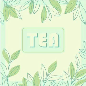 Hand drawn tea leaves background Stock Illustration