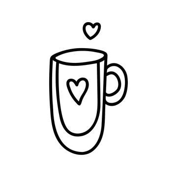 Hand drawn tea or cocoa mug with heart. Doodle vector illustration Stock Illustration